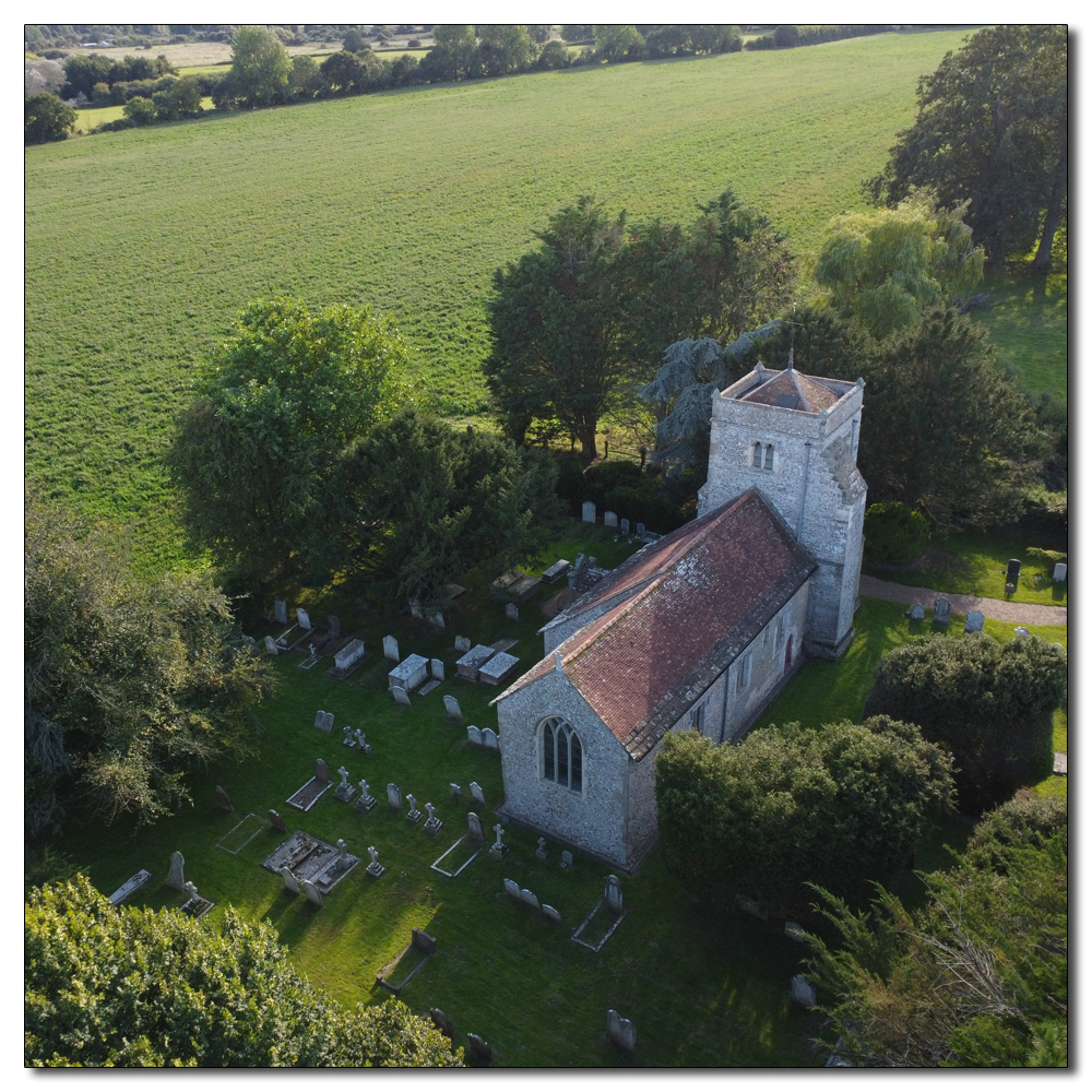 Poling Church - St Nicholas, Drone photo.