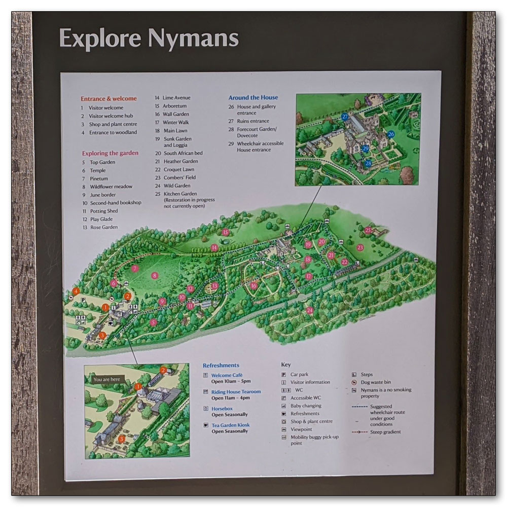 Nymans Gardens and House, Nymans Map